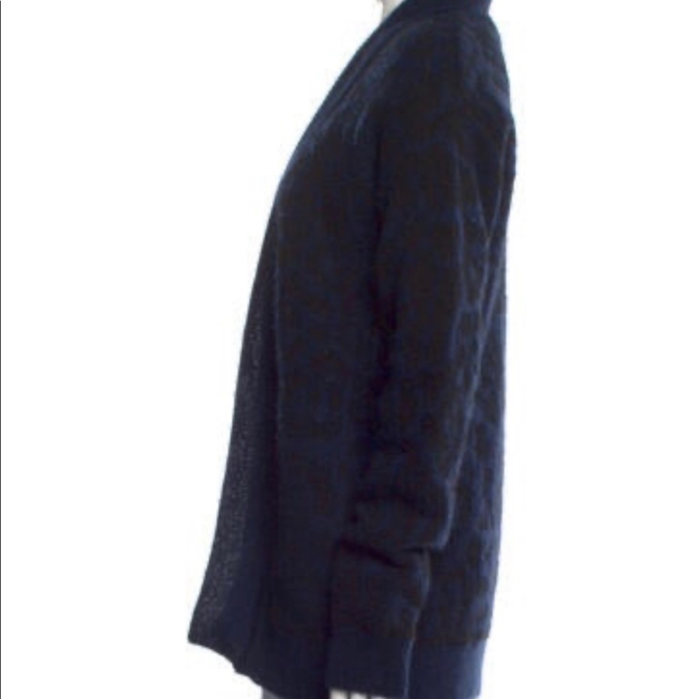 Iro Stema Navy Leopard Print Open Shawl Cardigan … - image 2